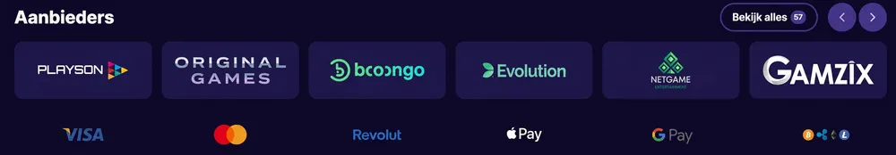 LiraSpin beste softwareleveranciers en veilige betalingsverwerking logo's